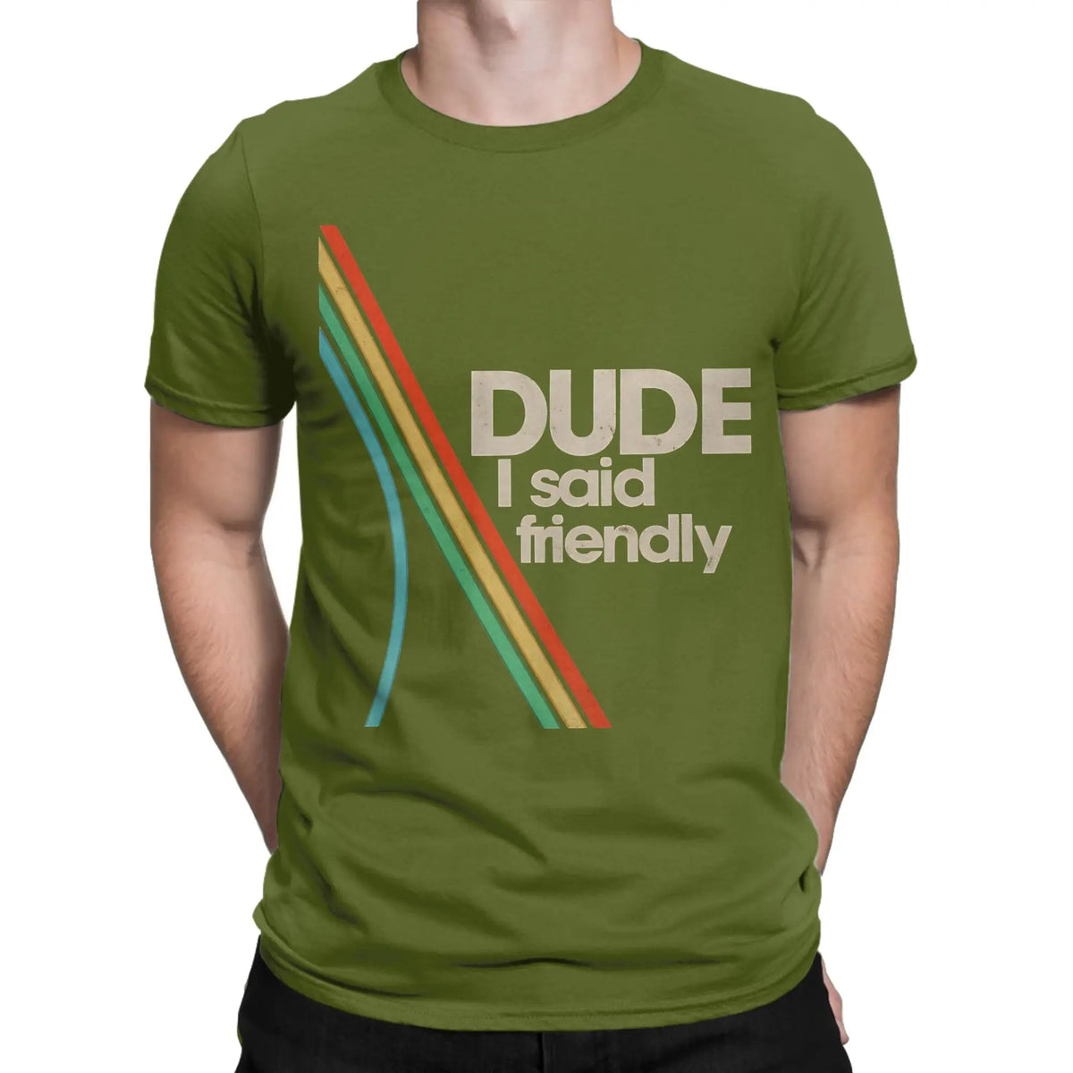 Vintage Arc Raiders Dude I Said Friendly T-Shirt Men Round Neck Short Sleeve Tops  100%Cotton Summer Clothing