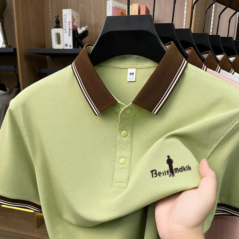 2026 Summer Luxury Brand Short Sleeves Polo Shirt Lapel Color Blocking High Quality T-Shirt Business Leisure Breathe Men's Wear