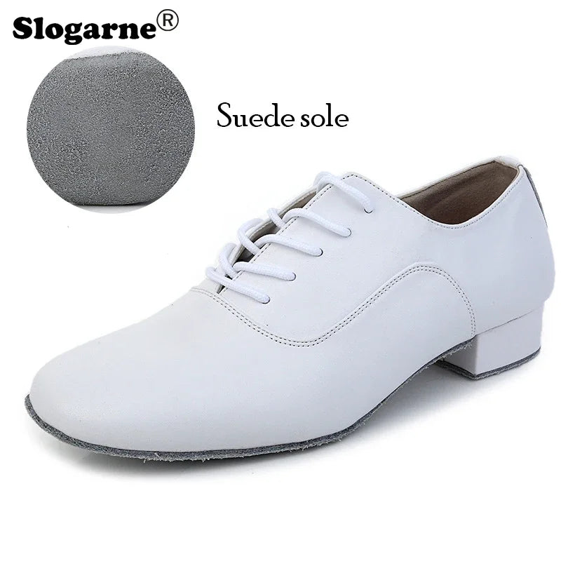 Elegant White Latin Shoes Men Modern Jazz Waltz Tango Dance Shoes Man Suede Sole Indoor Dance Footwear Outdoor Sports Sneaekers