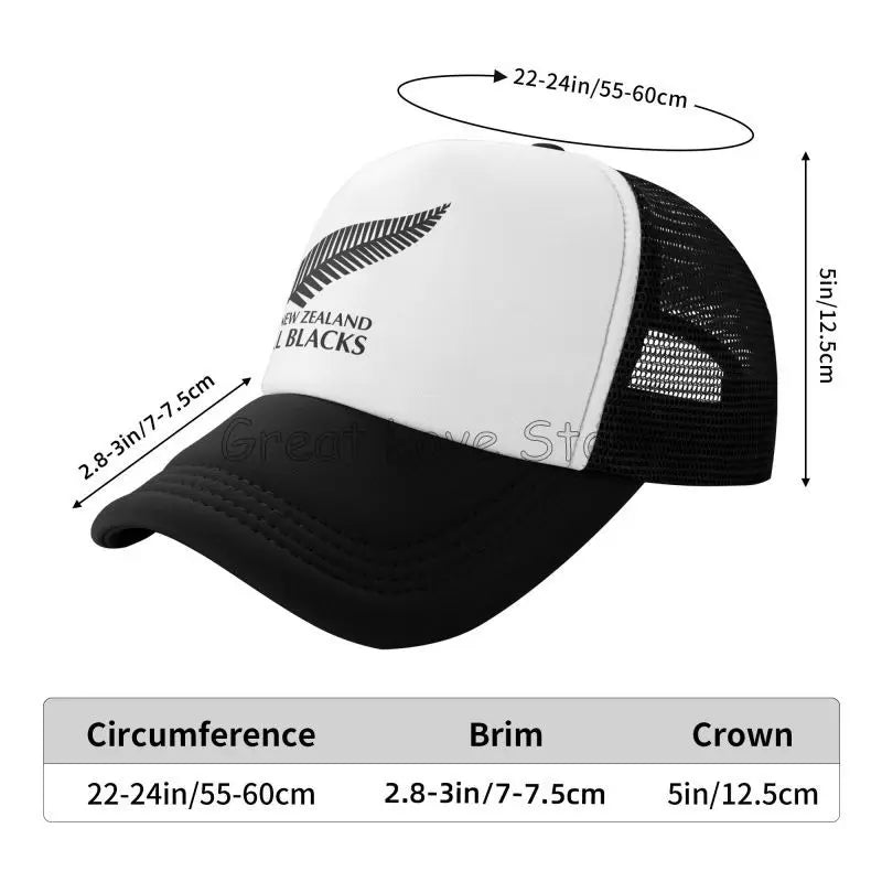 New Zealand All Blacks Baseball Caps for Men Women Hip Hop Mesh Hat Outdoor Summer Travel Sun Hats Adjustable Snapback Cap