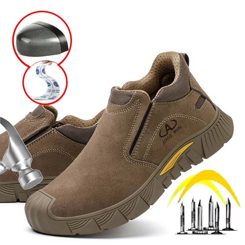 Imwete Fashion Work Safety Shoes Men Breathable Outdoor Hiking Steel Toe Sneakers Electric Welder Insulated Protection Footwear