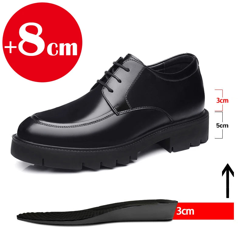 Mens Shoes 8-10cm Height Increasing Leather Shoes High Quality Casual Oes Hollow Out Leather Footwear Men's Business Dress Shoes