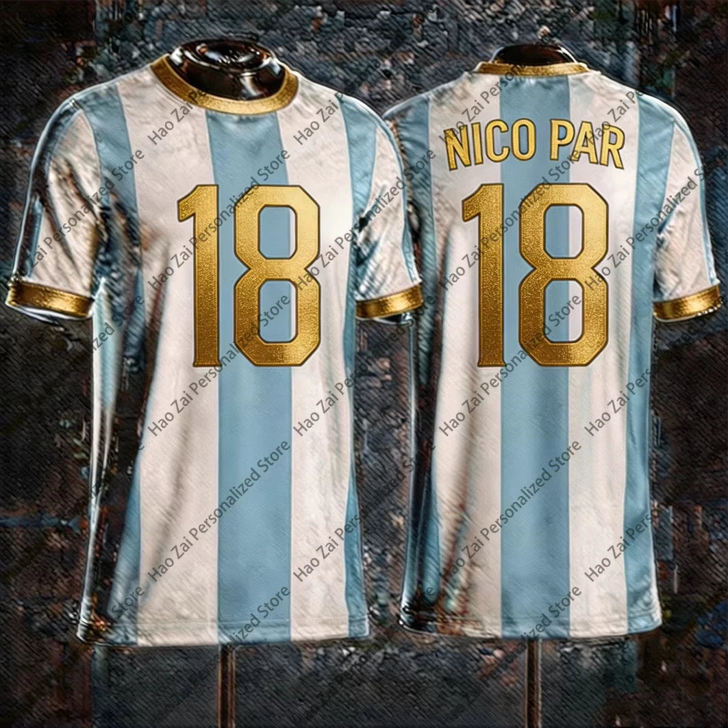 2026 Messi Commemorative Edition Jersey/T-Shirt Special Edition—Men's Argentina Sports T-Shirt and Kids' Soccer Training Set
