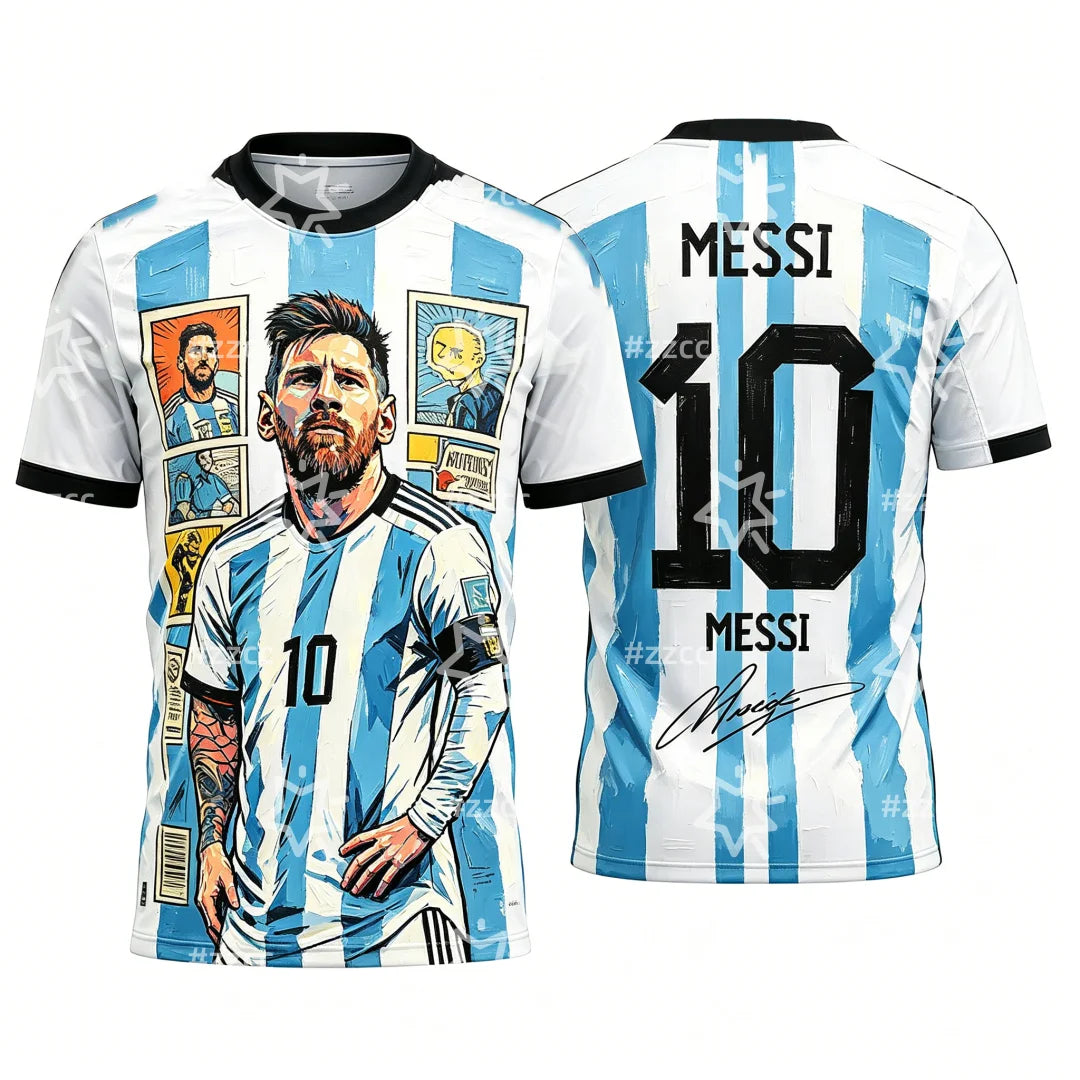 2026 Messi No.10 football jersey fan commemorative gift Summer Sports Men's T-Shirt Kid's Clothing Tee Woman cycling jersey