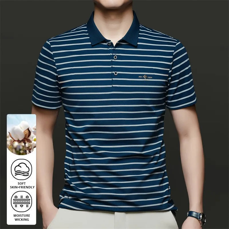 Top Grade Summer Brand Designer Polo Shirts For Men Summer Stripped Luxury Slim Short Sleeve Casual Tops Fashions Men Clothes