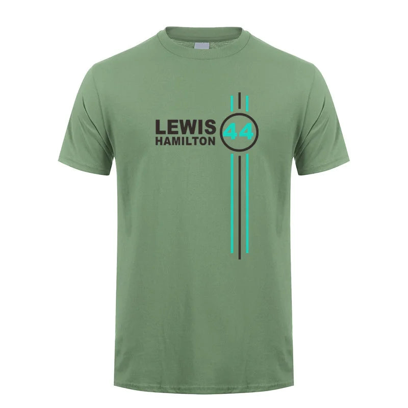 Lewis Hamilton 44 T Shirt Summer Men Cotton Short Sleeve T-shirts Lewis Hamilton Man Tops Tee LH-407