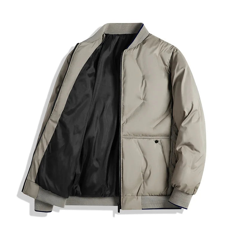 Black Bomber Collar Winter Thickened Men's Jacket Down Cotton Padded Casual Trendy Parkas Versatile Warm Coat