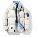 Male Solid Color Stand Collar Cotton Jacket Men Windproof Winter Thick Warm Parka Coat Men's Cotton Coat Thick Mens Warm Clothes