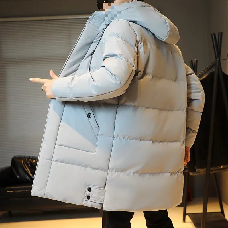 Windbreak Hooded Parkas Male Padded Long Jacket Parkas New Men Casual Korean Style Parkas Men Wind Breaker Outdoor Snow Jacket