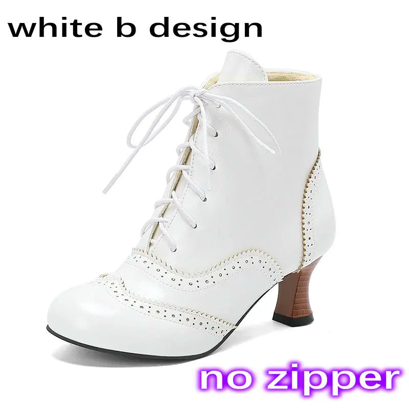 Victorian Boots For Women Vintage Granny Boots Cosplay Costume Shoes Renaissance Ankle Boots High Heel Lace Up Booties With Zip