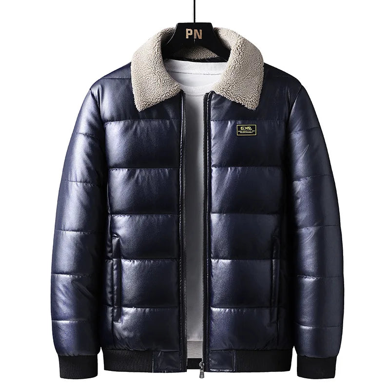 Men's Jacket Coat Autumn and Winter Warm Lamb Turn-Down Collar Coat Casual Handsome Outdoor Coat Cotton Padded Male Tops M-5Xl