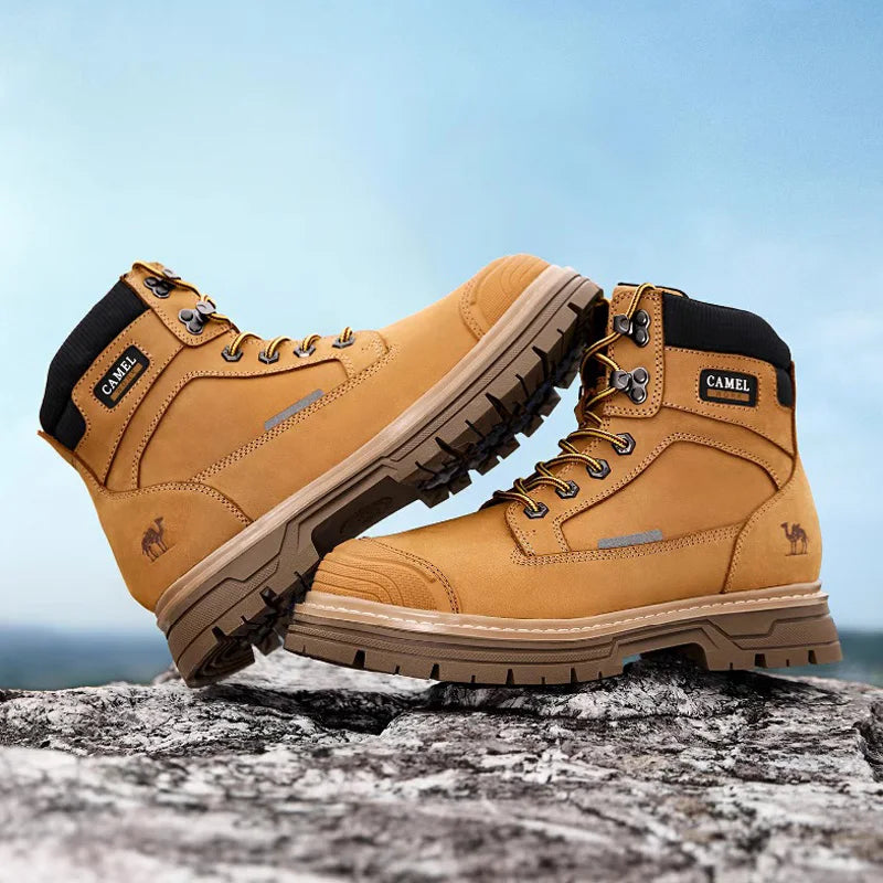 GOLDEN CAMEL Men's Winter Boot Plus Velvet Warm Thick Sole Hiking Shoes for Men Outdoor Travel High Top Mountaineering Snow Boot