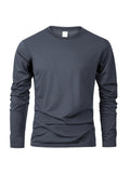 Men‘s Solid Color Long Sleeve T-shirt Fashion Cotton Men's T Shirts Simple Casual O-neck Unisex Tops Fitness Run Sports Pullover