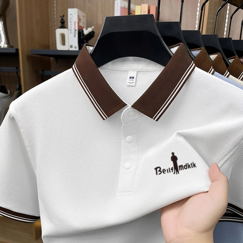 2026 Summer Luxury Brand Short Sleeves Polo Shirt Lapel Color Blocking High Quality T-Shirt Business Leisure Breathe Men's Wear