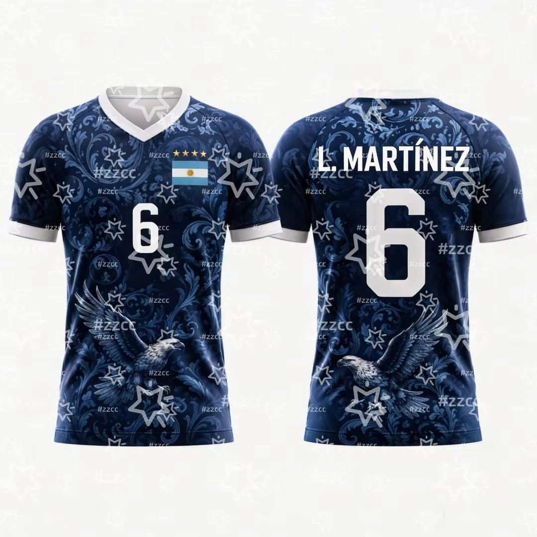 2026 Argentina Football Fan Gifts Messi No.10 Away Football Jersey Summer Sports Men's T-Shirt Children's Woman's Clothing Tee