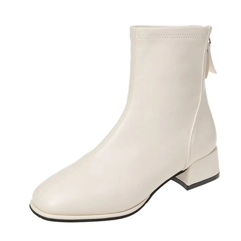 Elastic Socks Boots Fashion Ankle Boots Women High Heel Thicks  Heel Square Toe Short Boots Women Retro 2022 New Ladies Shoes