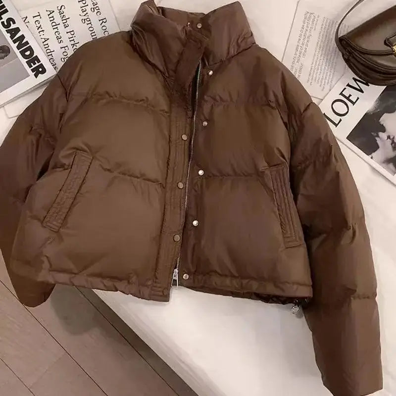 Fashionable Short Puffer Jacket Women's Loose Fit Thickened Wash-Free Korean Style Bread Coat Autumn Winter New Arrival