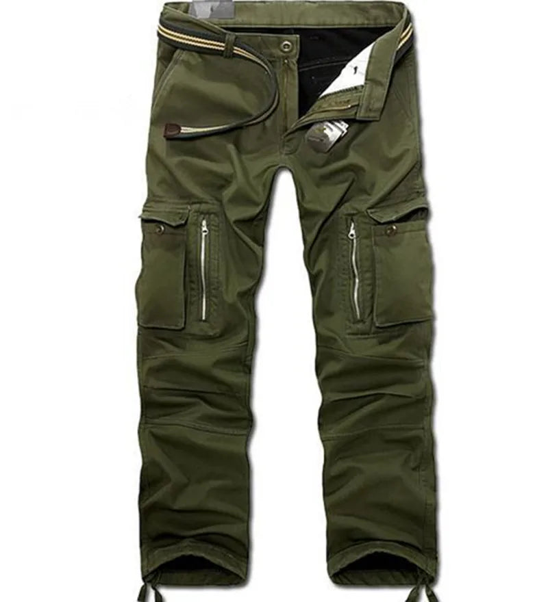 Winter Military Thick Fleece Cargo Pants Men Multi-pockets Baggy Cotton Casual Overalls Army Tactical Long Trousers Plus Size 40
