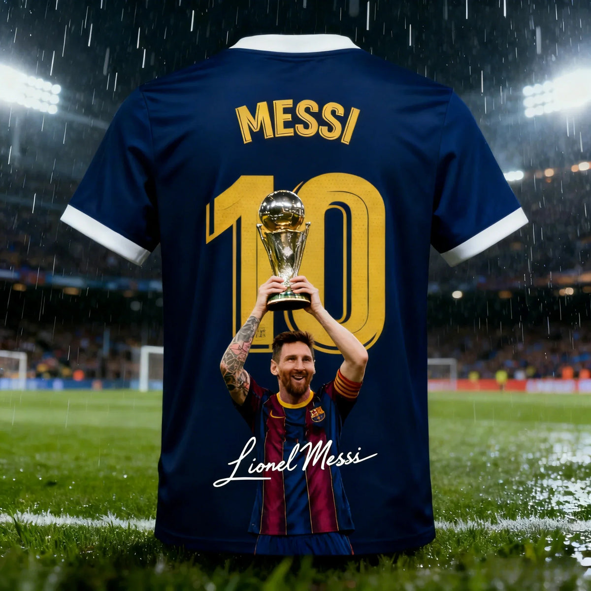 2026 Men's AI HD All Over Printed Lionel Messi No.10 Barcelona Soccer T-Shirt, Quick Dry Breathable Fan Short Sleeve Jersey