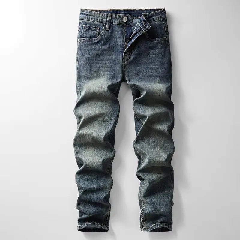 2024 Autumn/Winter  New American Denim Cowboy Set Classic Simple Versatile Washed and Elastic Jacket Jean clothes for men