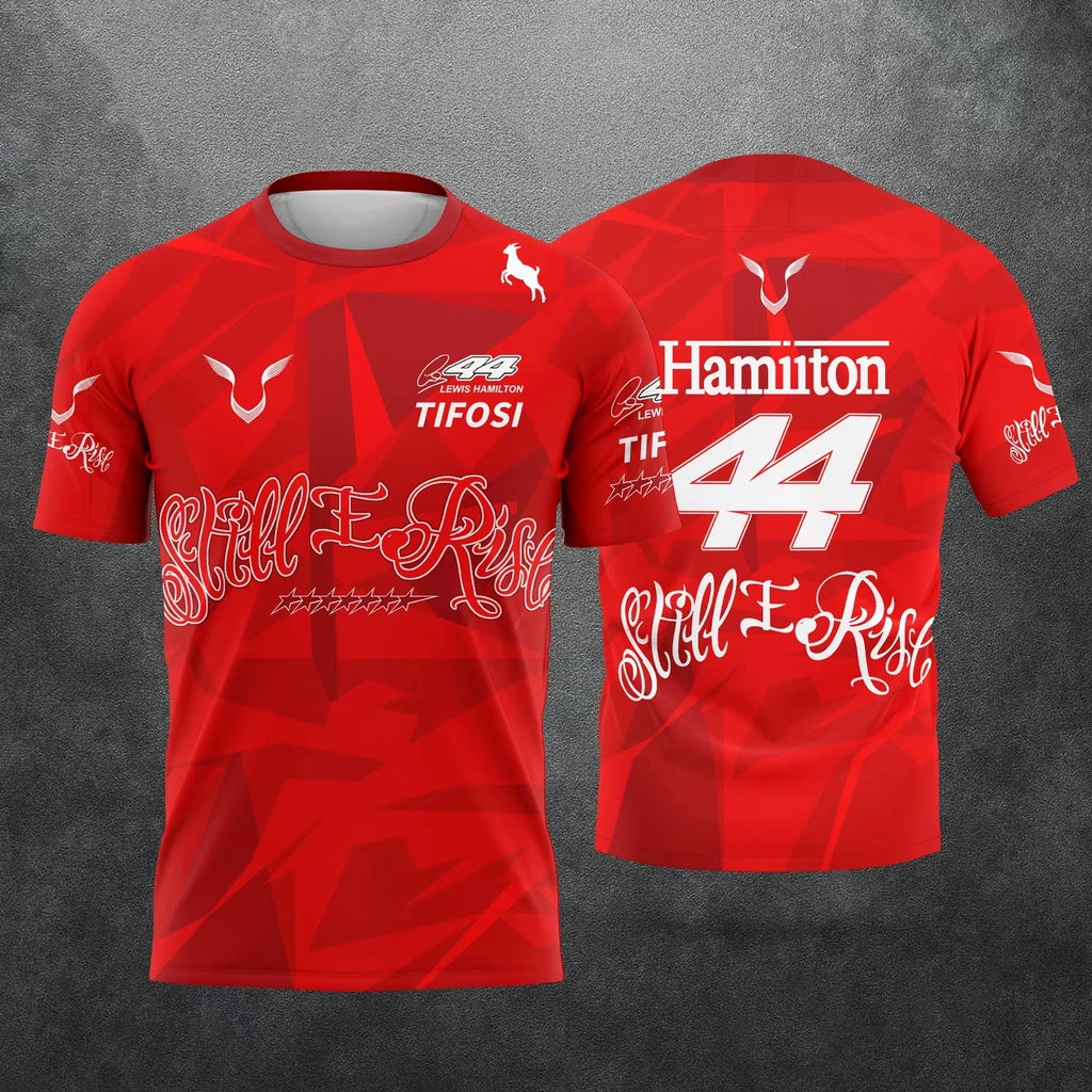 Family Lewis Hamilton 44 Still I Rise Graphic Short Sleeve Jersey Quick Dry Breathable Light Racing T-Shirt for Adult Fans