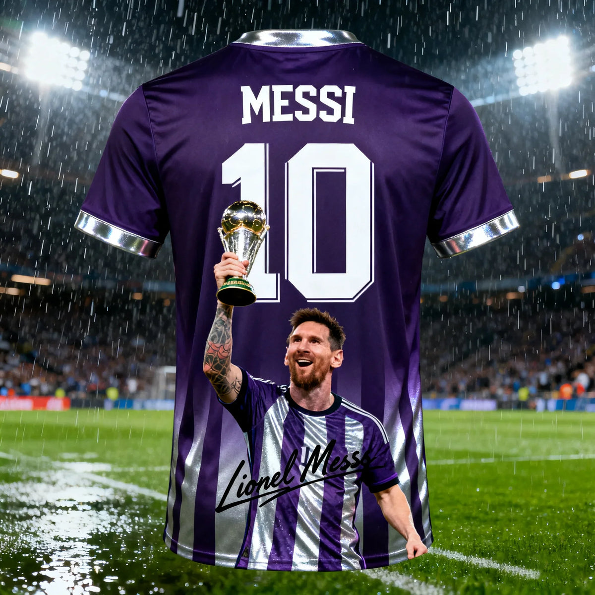2026 Men's AI HD All Over Printed Lionel Messi No.10 Barcelona Soccer T-Shirt, Quick Dry Breathable Fan Short Sleeve Jersey