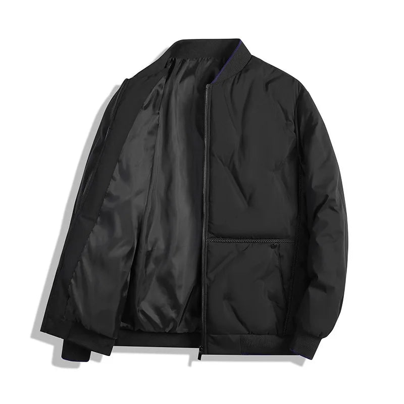 Black Bomber Collar Winter Thickened Men's Jacket Down Cotton Padded Casual Trendy Parkas Versatile Warm Coat