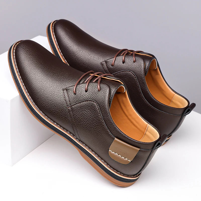 Men's Solid-Color Striped Business Formal Shoe Fashionable And Comfortable Oxford Shoe New Autumn Winter Casual Dress Party Shoe
