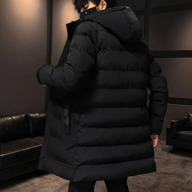Thicken Warm Men Long Parka Fashion Brand Casual Winter Windbreaker Jacket with Hood Coats Fashion Clothing for Men All-match