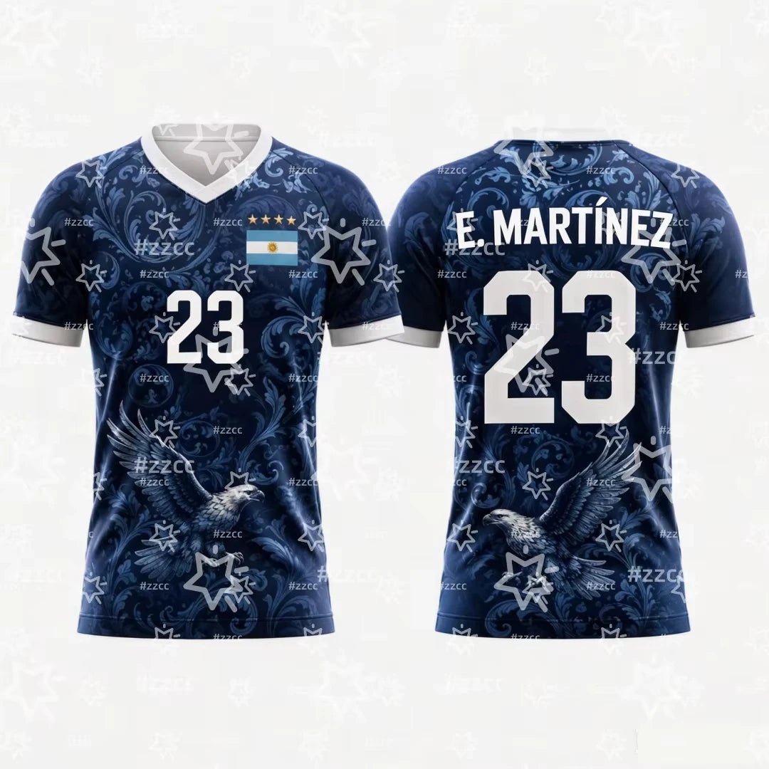 2026 Argentina Football Fan Gifts Messi No.10 Away Football Jersey Summer Sports Men's T-Shirt Children's Woman's Clothing Tee