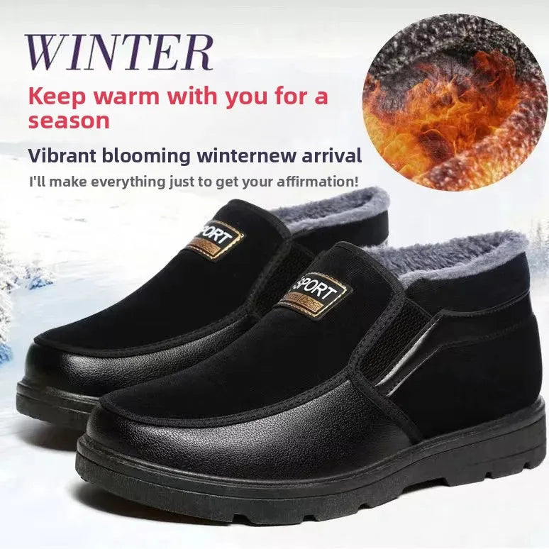 Thickened Fleece Winter Men's Shoes Beijing Style Cotton Shoes Warm Comfortable Anti-slip Wear-resistant Adult Casual Shoes