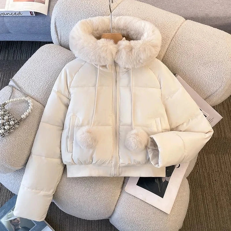 New 2025 Fashion High-end Elegant Women's Winter Parkas Coat  Long Sleeve Short Be All-match Ladies Down Cotton-padded Jacket