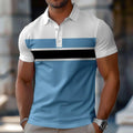 Summer Men's Striped Sport Golf Shirt Fashion Short Sleeved Polo Shirt Collared Shirt Casual Tops Outdoor Street Polo Shirt