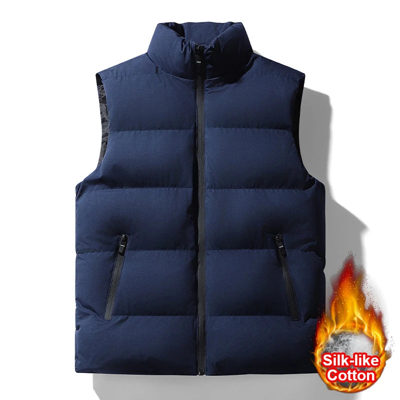 Autumn Men' Sleeveless Vest Jackets Winter Fashion Male Cotton-Padded Vest Coats Men Stand Collar Warm Waistcoats Clothing 5XL