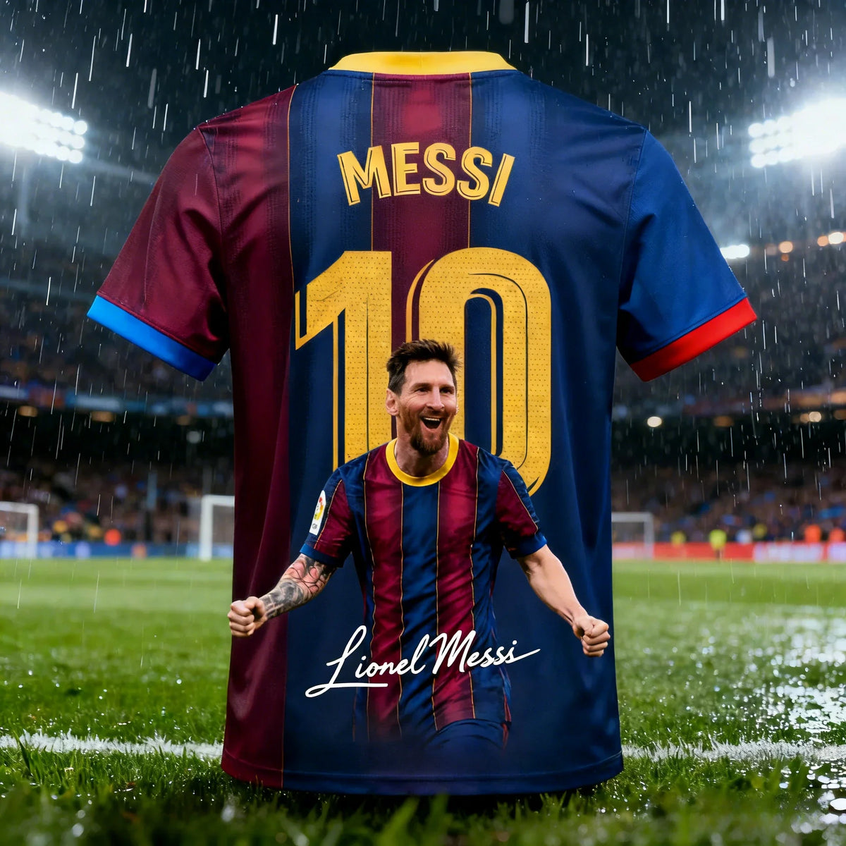 2026 Men's AI HD All Over Printed Lionel Messi No.10 Barcelona Soccer T-Shirt, Quick Dry Breathable Fan Short Sleeve Jersey