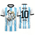 Messi No.10 Football Jersey Training Kit West Coast Style T-shirt Summer Sports Men's Breathable And Quick Drying 3D T-Shirt