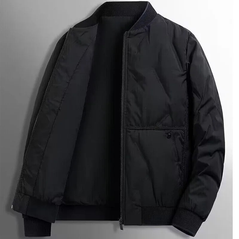 Black Bomber Collar Winter Thickened Men's Jacket Down Cotton Padded Casual Trendy Parkas Versatile Warm Coat