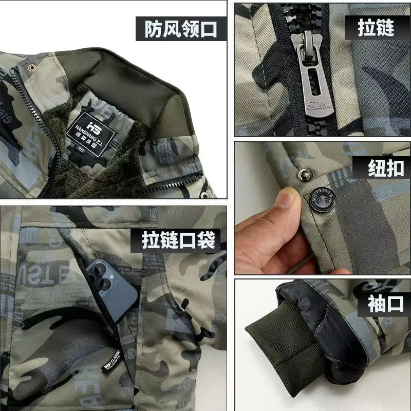 Camouflage Down Parkas Jackets 2024 Men's Parka Hooded Coat Male Fur Collar Parkas Winter Jacket Men Military Cotton Overcoat