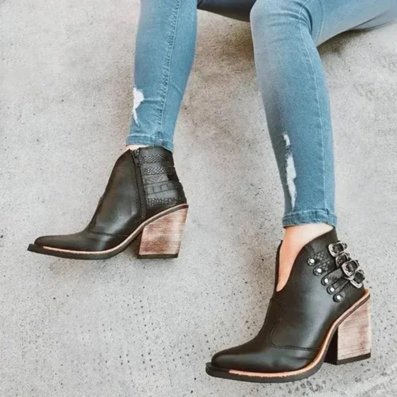 Women Fashion Boots Female Waterproof Short Boots High Heels Slip on Unisex Ankle Winter Boots Plus Size 43 Botas Femininas 2024