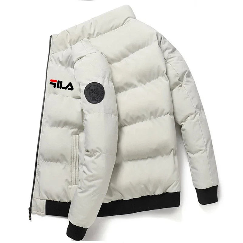 Fashion autumn and winter short men's thick warm coat, outdoor windproof new zipper printed men's casual jacket M-5XL