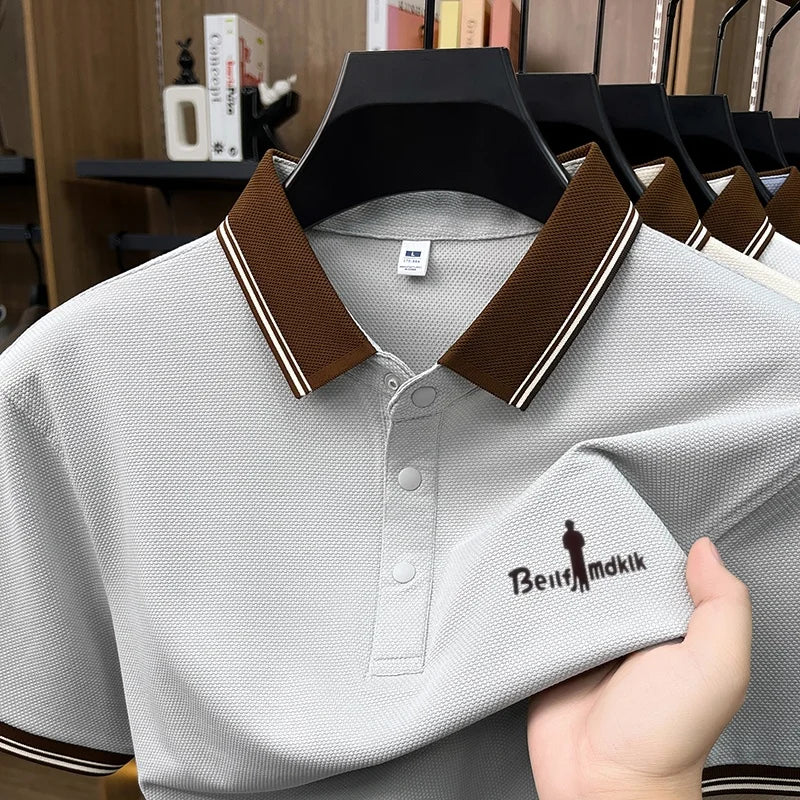 2026 Summer Luxury Brand Short Sleeves Polo Shirt Lapel Color Blocking High Quality T-Shirt Business Leisure Breathe Men's Wear