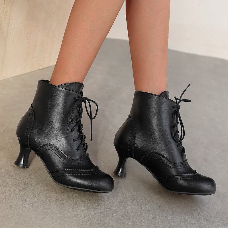 Victorian Boots For Women Vintage Granny Boots Cosplay Costume Shoes Renaissance Ankle Boots High Heel Lace Up Booties With Zip