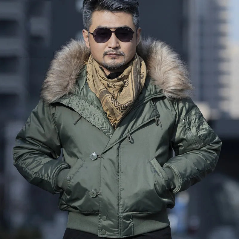 N2B Winter Waterproof and Windproof Men's Parka Hooded Thickened Warm Solid Coat Men's Outdoor Sports Ski Coat Jaqueta Masculina